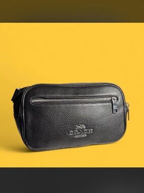 Coach Elias Belt Bag in Black Refined Pebble Leather